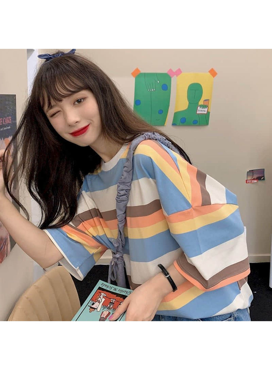 Y2k Egirl Oversize Striped T-shirt