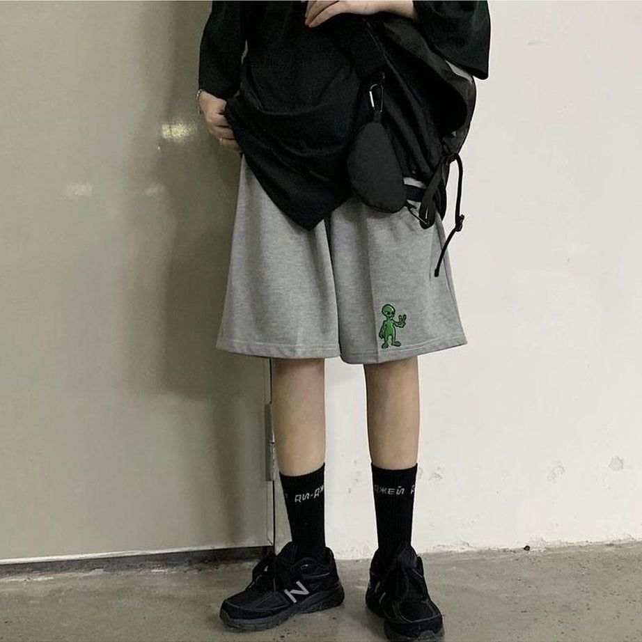 Y2k Egirl Style Alien Print Shorts