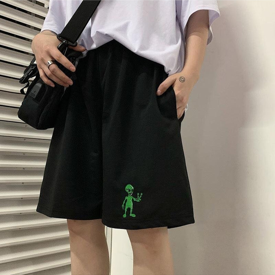 Y2k Egirl Style Alien Print Shorts