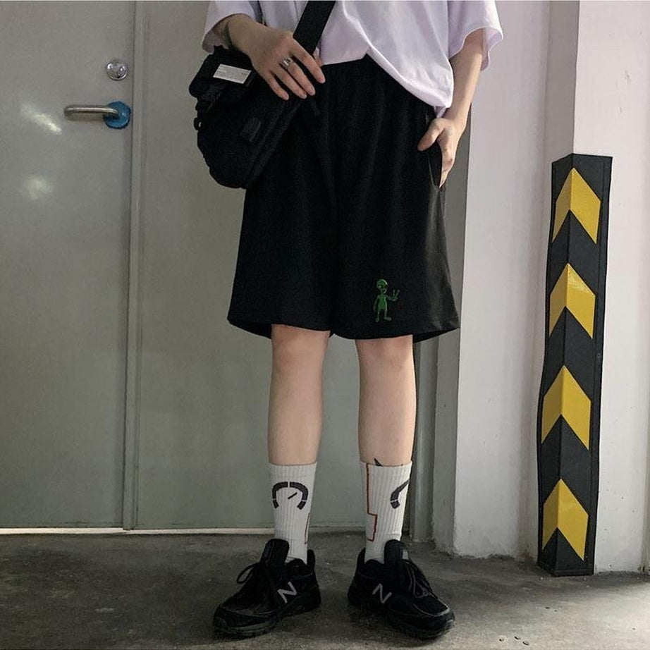 Y2k Egirl Style Alien Print Shorts