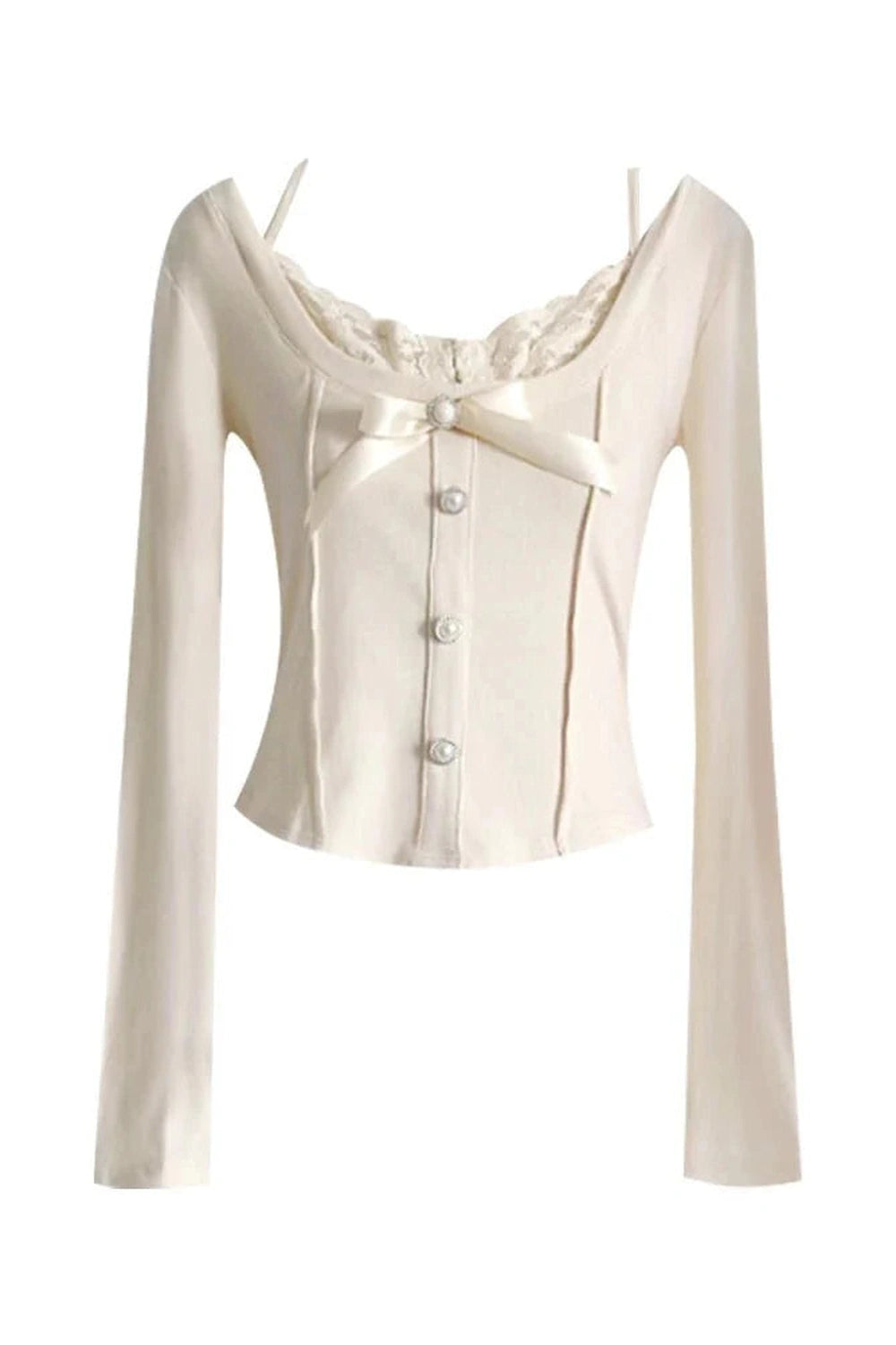 Y2k Elegant Bow Button-Up Blouse