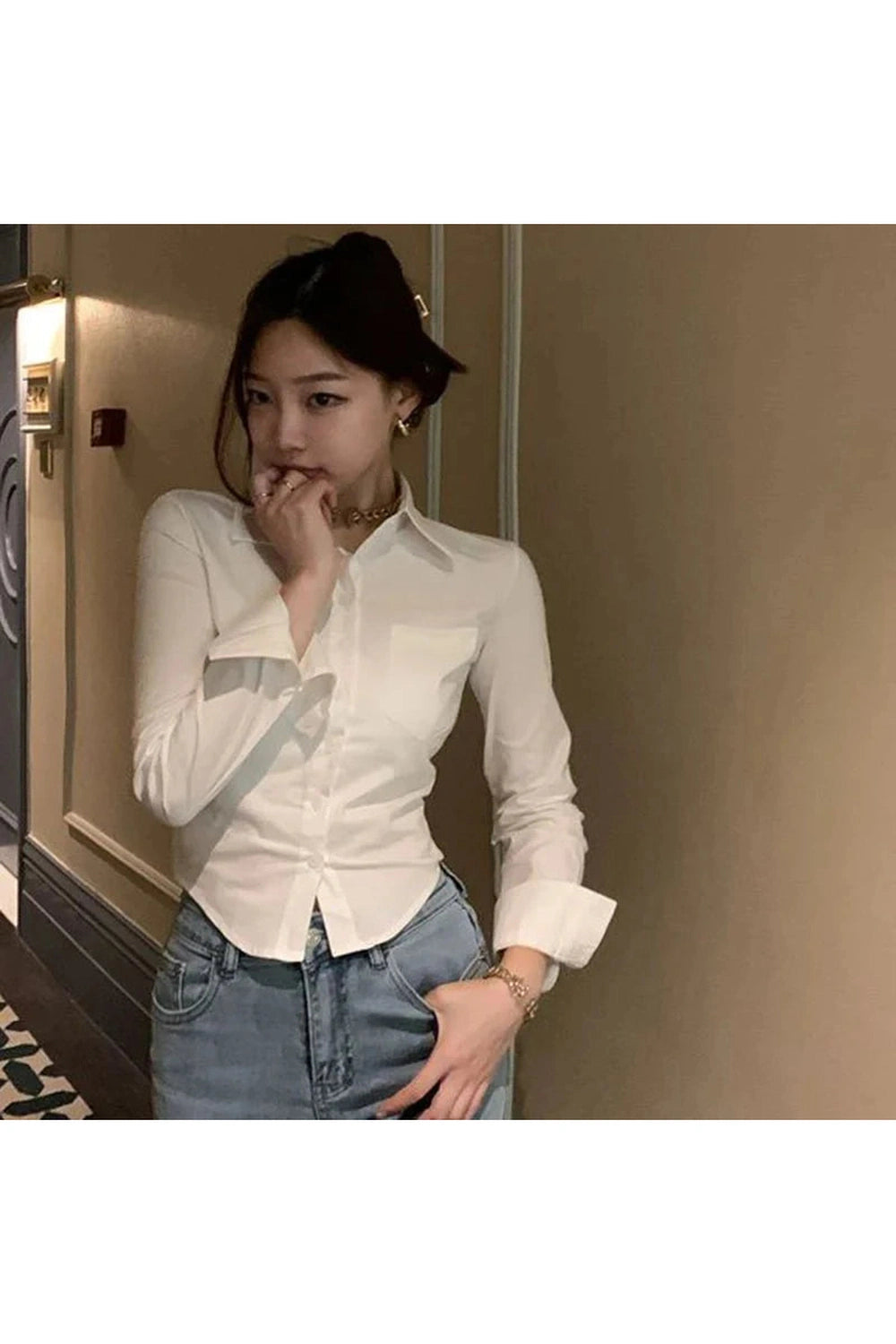 Y2k Elegant Cropped Blouse