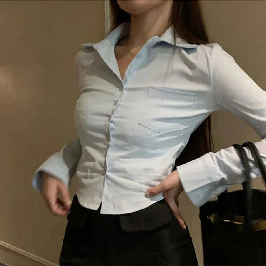 Y2k Elegant Cropped Blouse