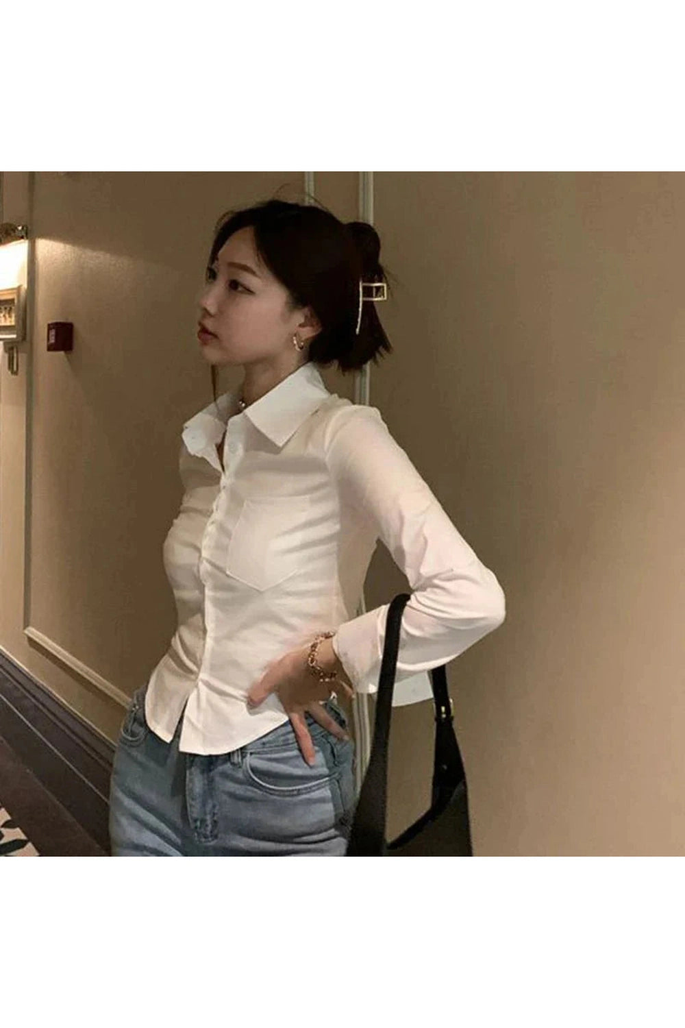 Y2k Elegant Cropped Blouse