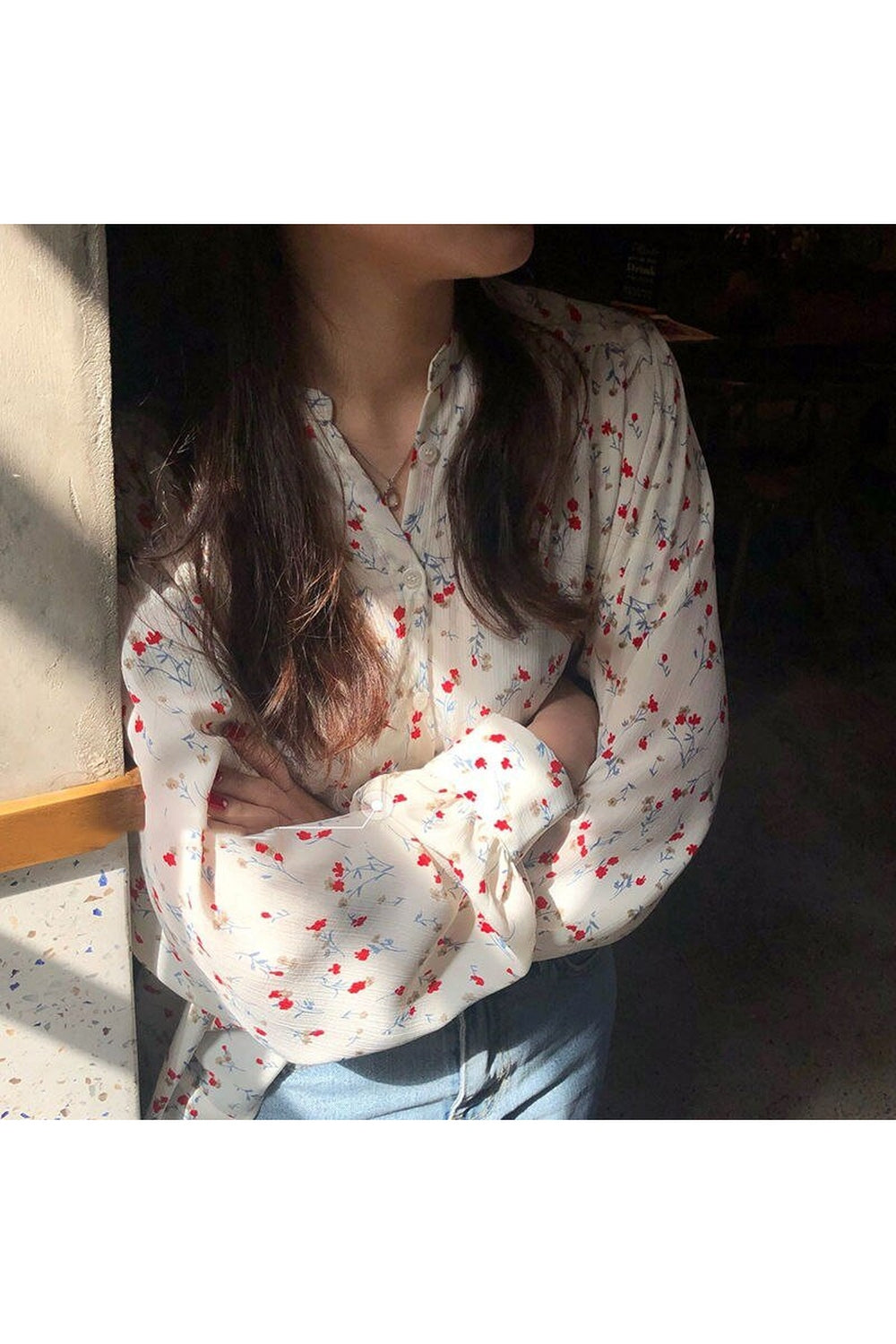 Y2k Elegant Floral V-neck Blouse