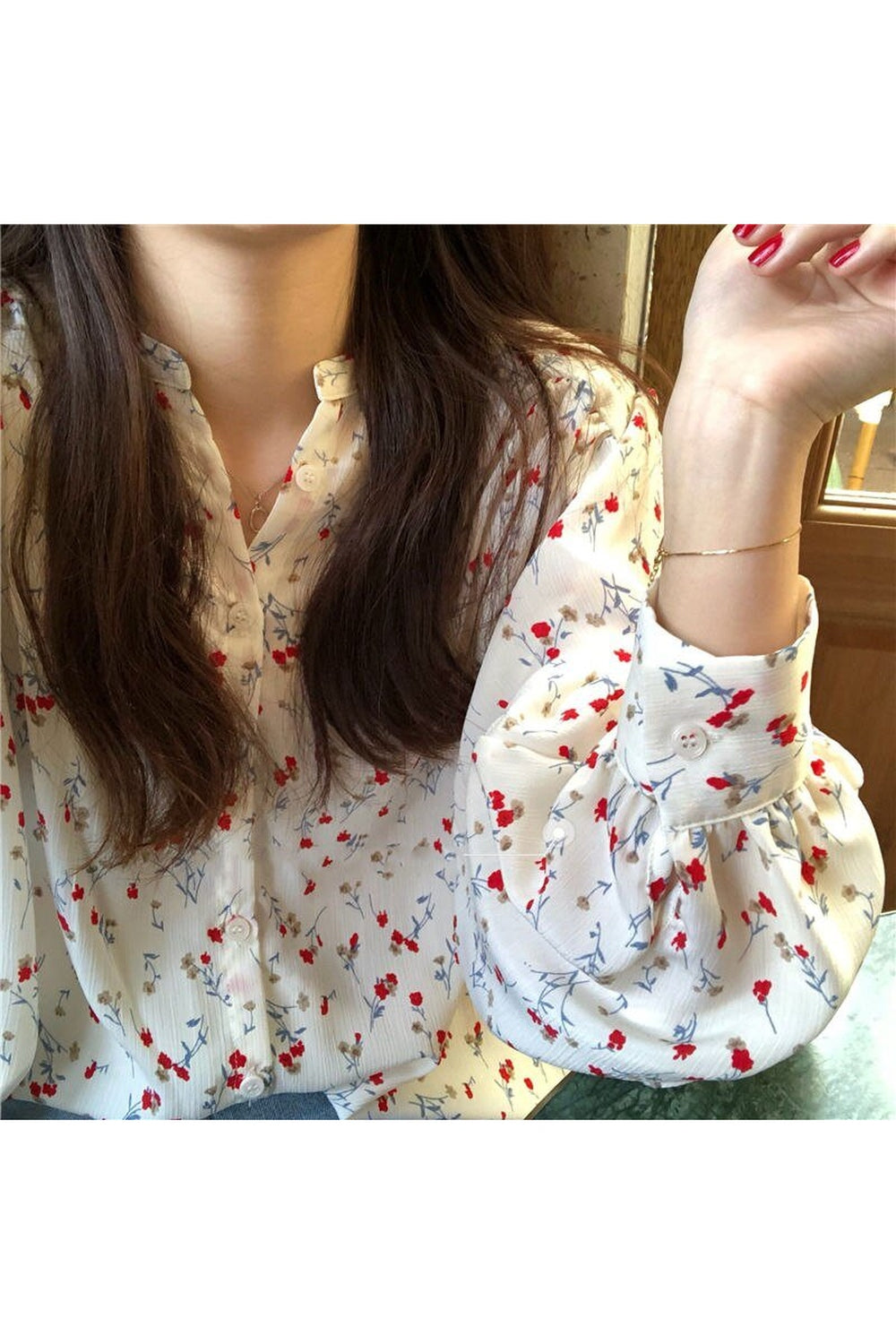 Y2k Elegant Floral V-neck Blouse