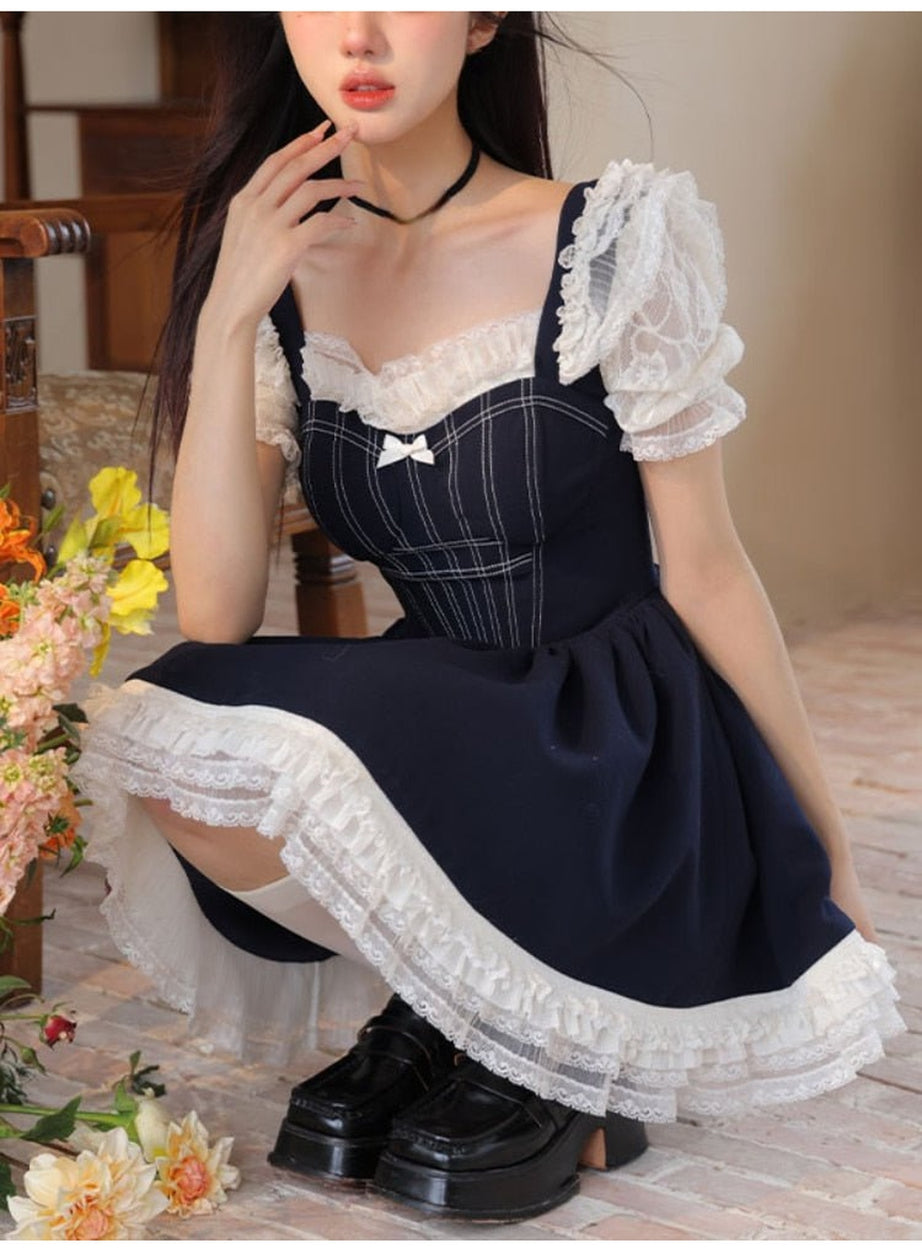 Y2k Elegant Lace Mini Dress