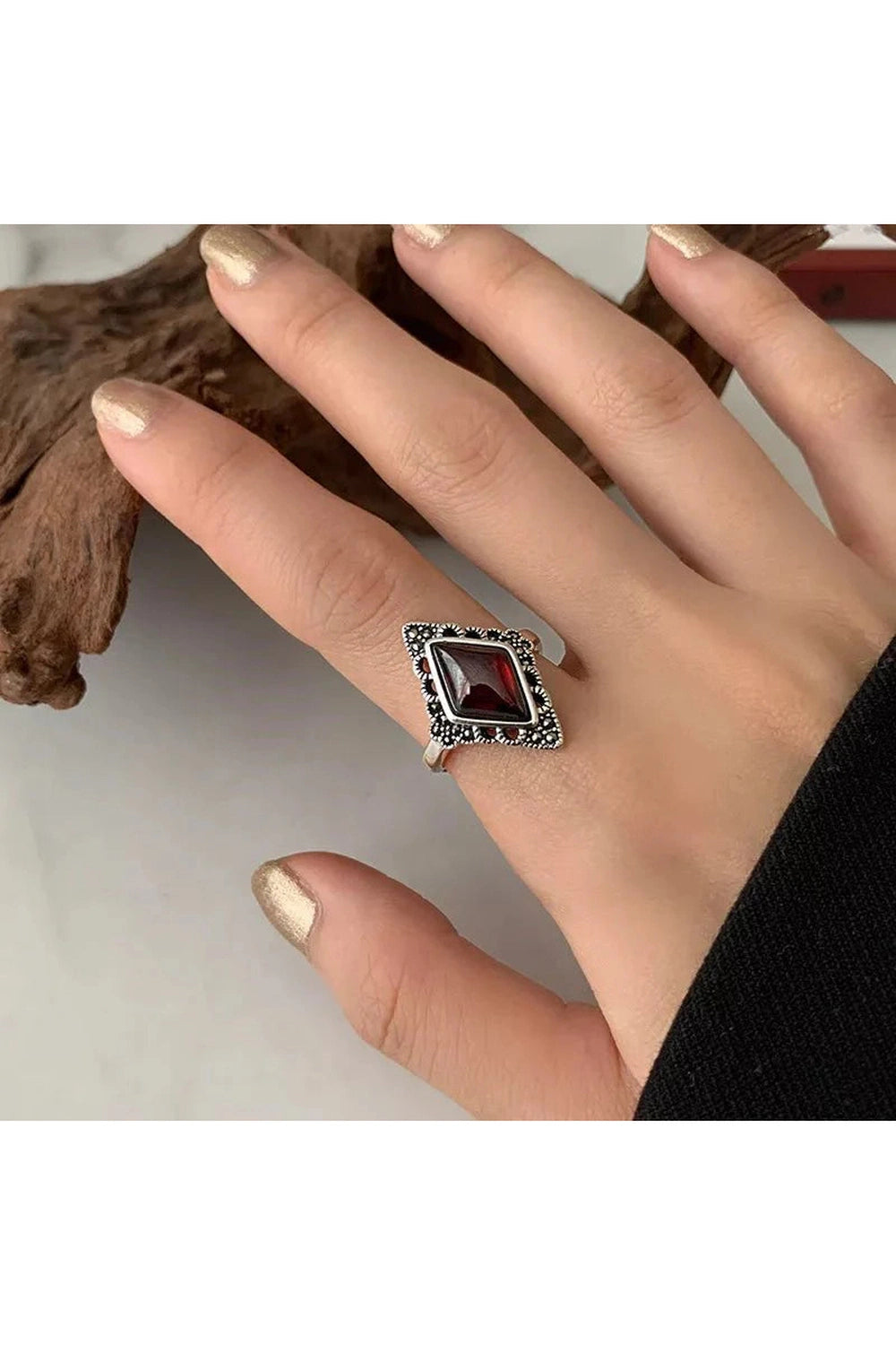 Y2k Elegant Marquise Garnet Cocktail Ring