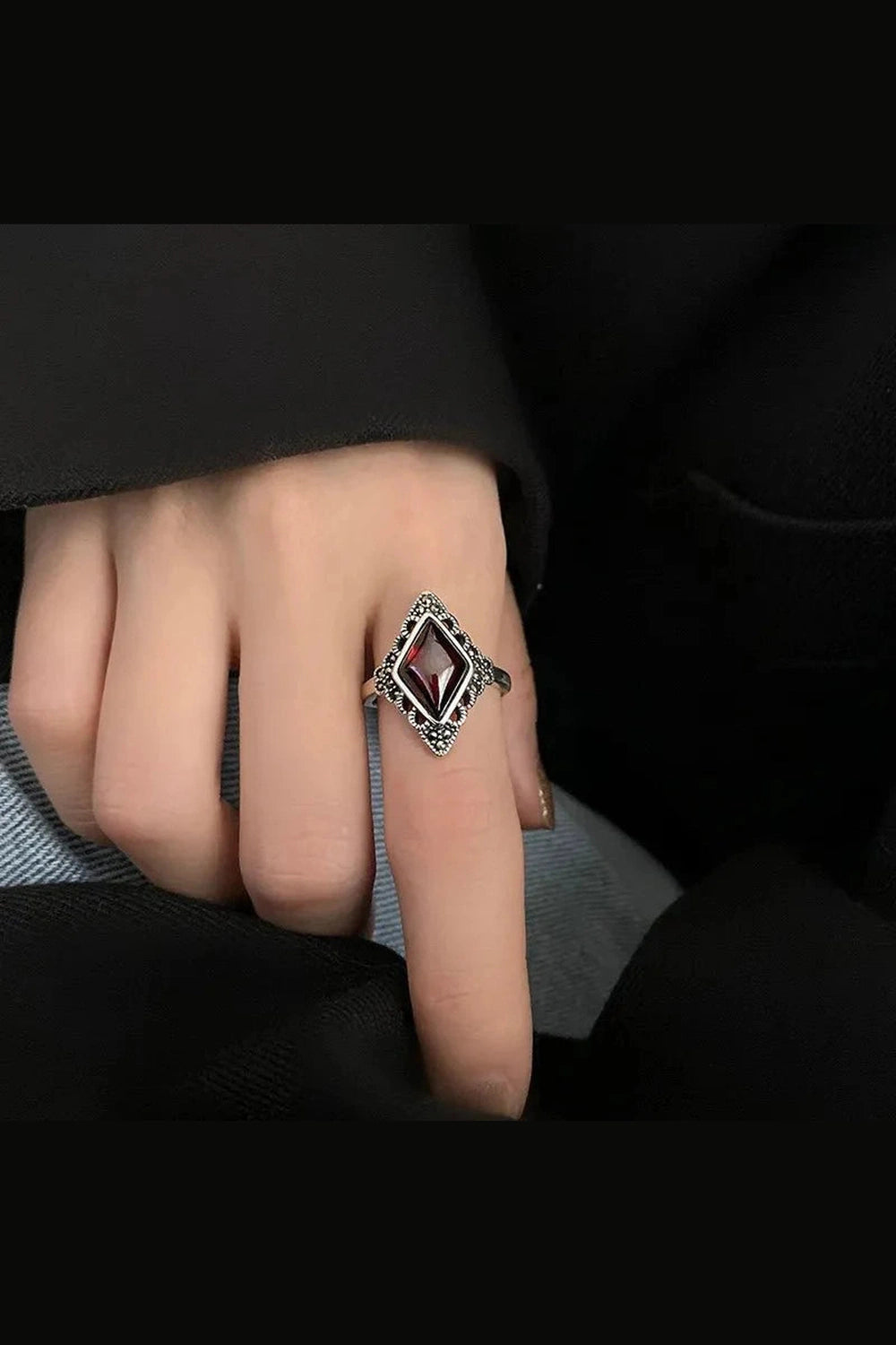 Y2k Elegant Marquise Garnet Cocktail Ring
