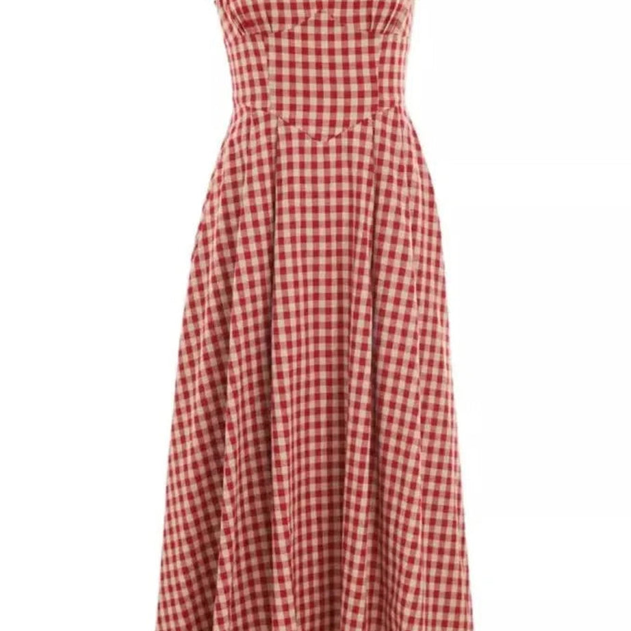 Y2k Elegant Plaid Midi Dress