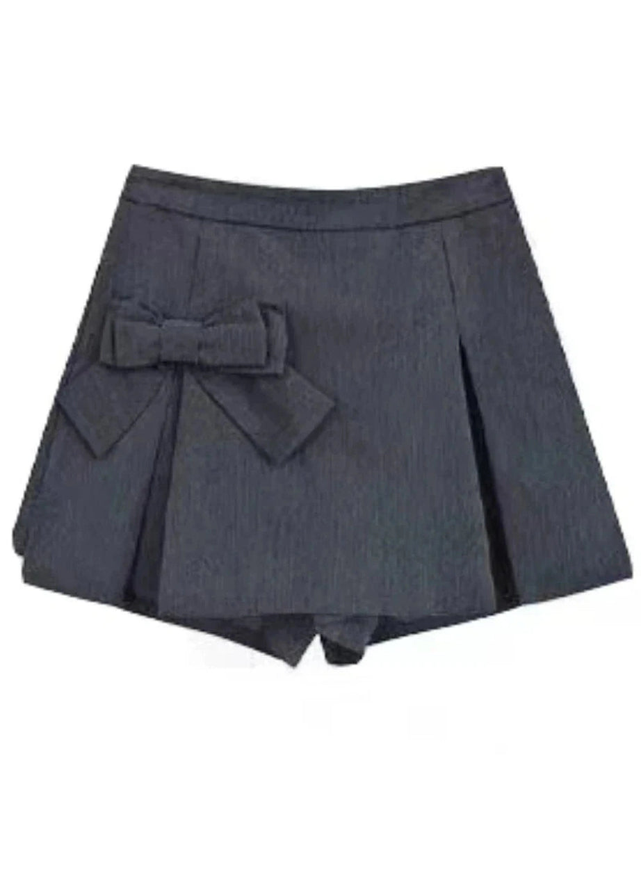 Y2k Elegant Ruffle Blouse and Bow Skirt Set