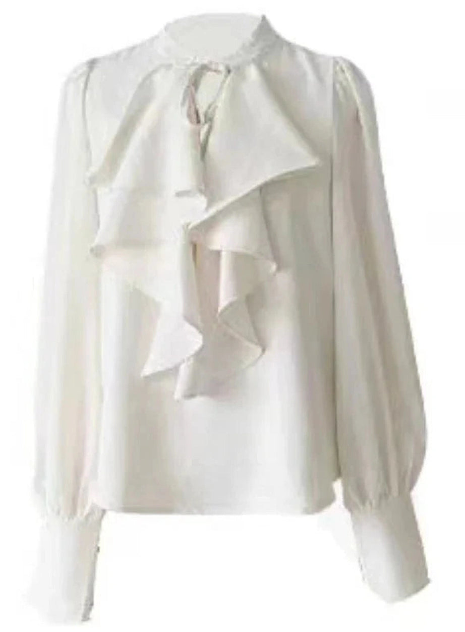 Y2k Elegant Ruffle Blouse and Bow Skirt Set