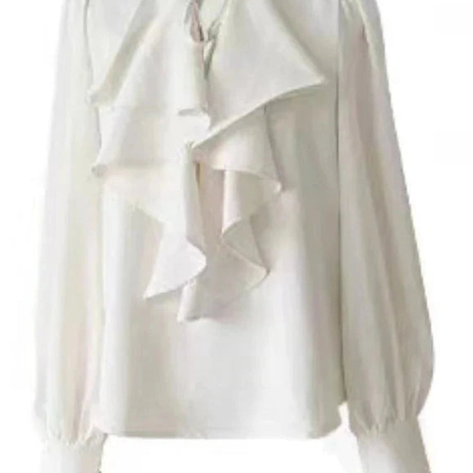 Y2k Elegant Ruffle Blouse and Bow Skirt Set