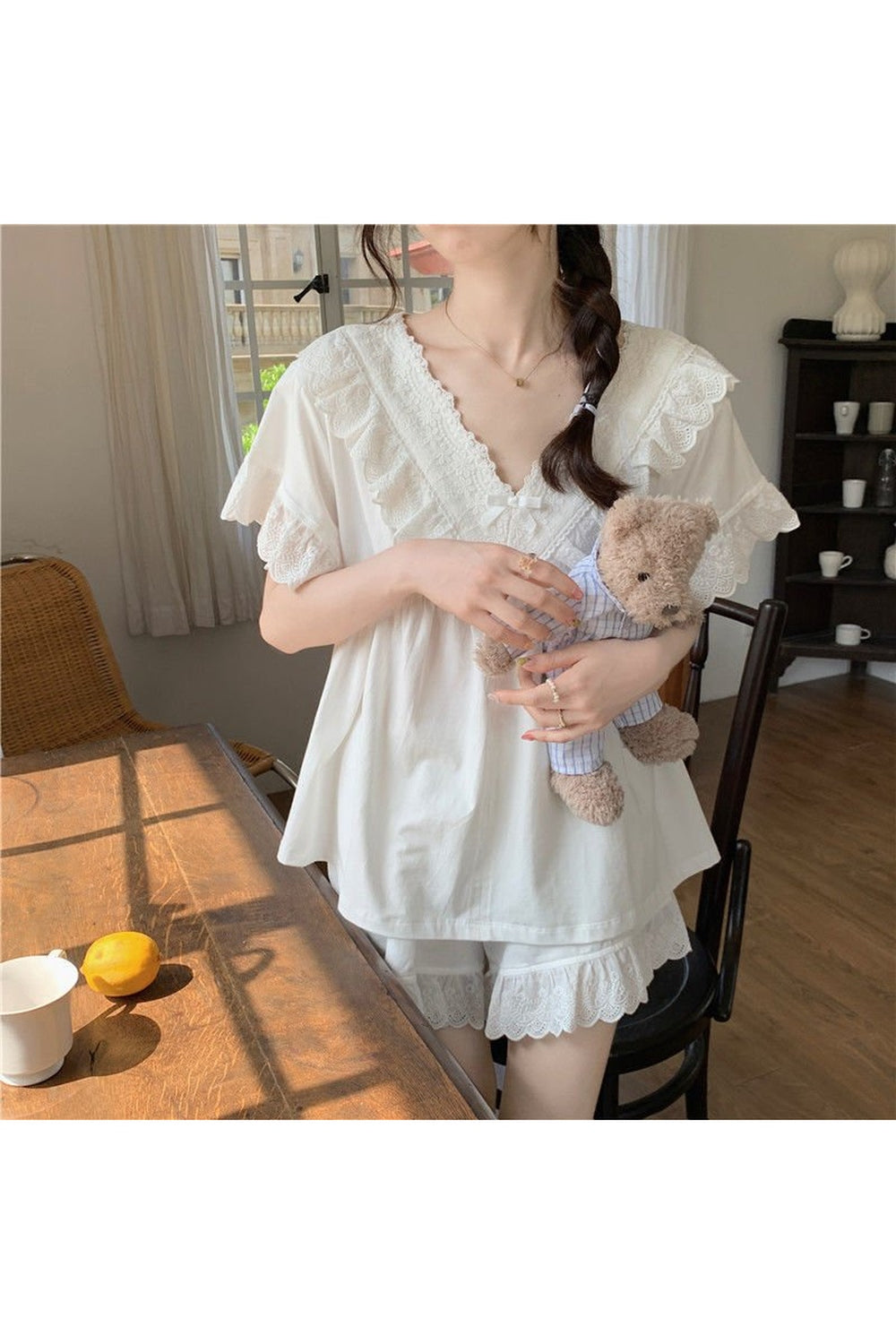 Y2k Elegant Ruffles Pajama