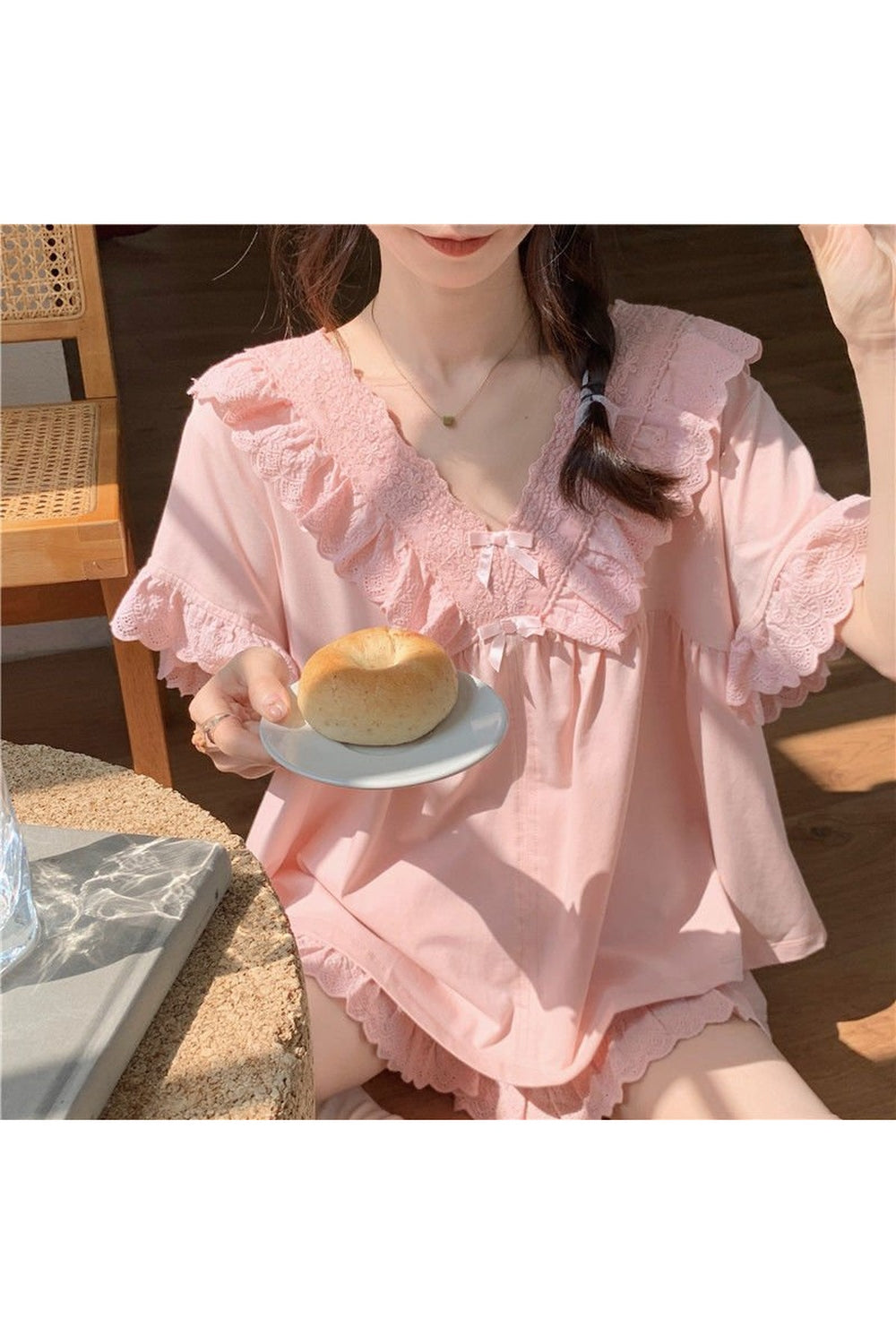 Y2k Elegant Ruffles Pajama