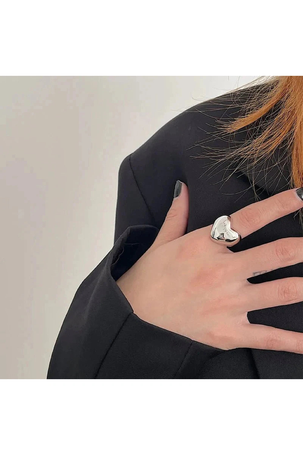 Y2k Elegant Silver LOVE Heart Ring