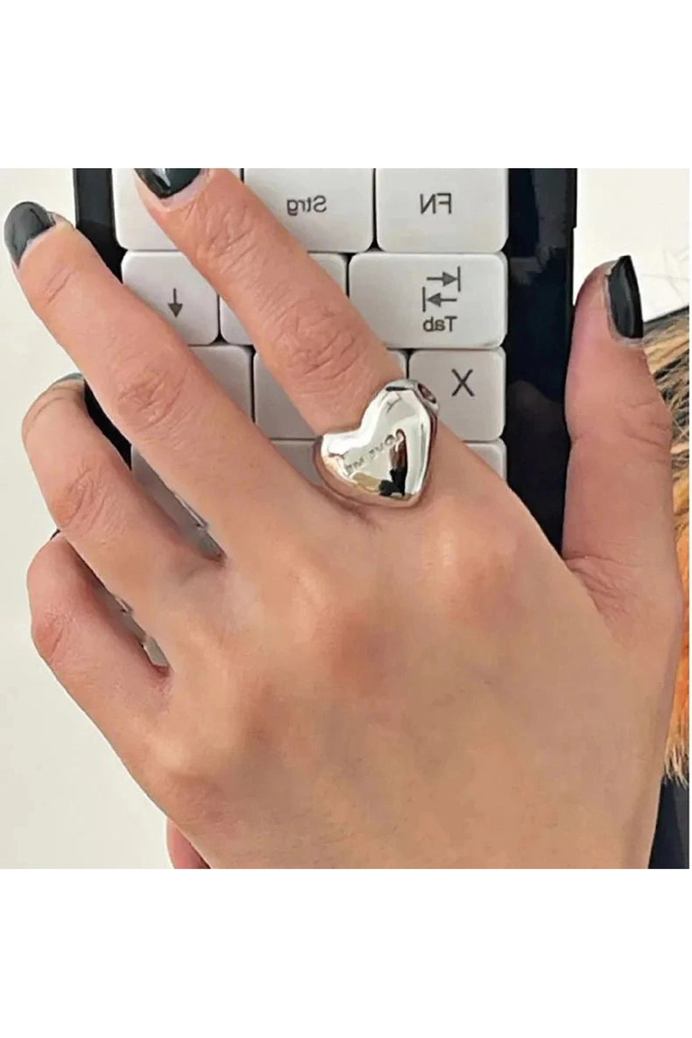 Y2k Elegant Silver LOVE Heart Ring
