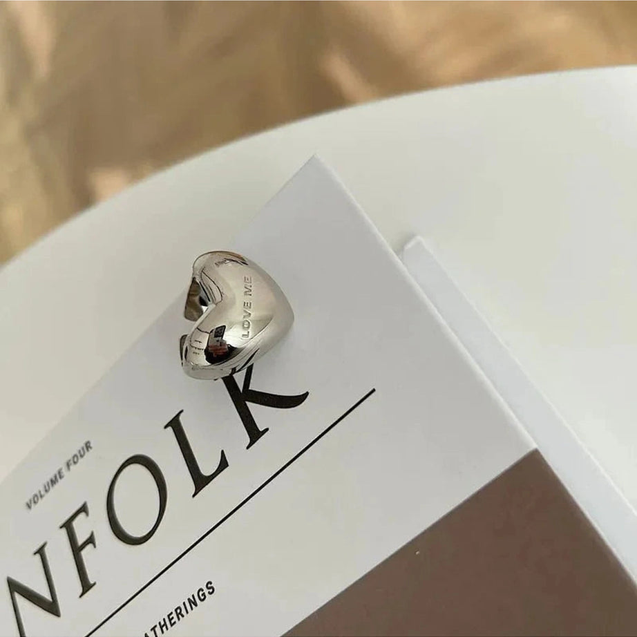 Y2k Elegant Silver LOVE Heart Ring