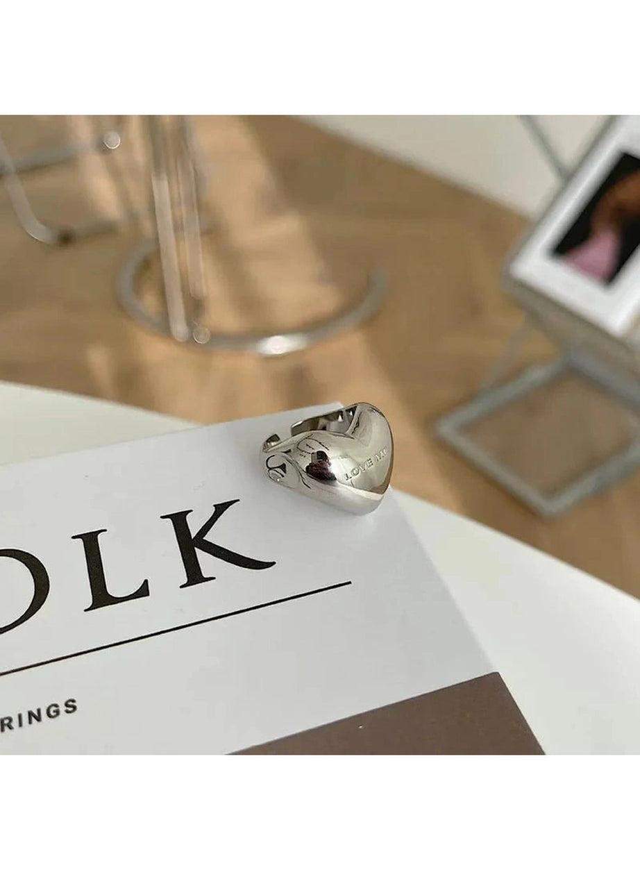 Y2k Elegant Silver LOVE Heart Ring