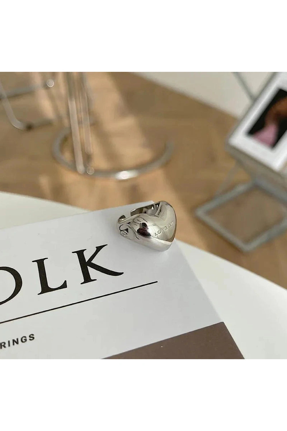Y2k Elegant Silver LOVE Heart Ring