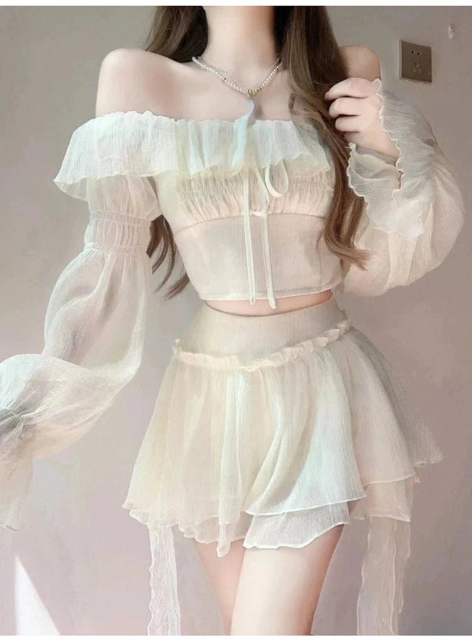 Y2k Elegant Summer Two-Piece Skirt Set