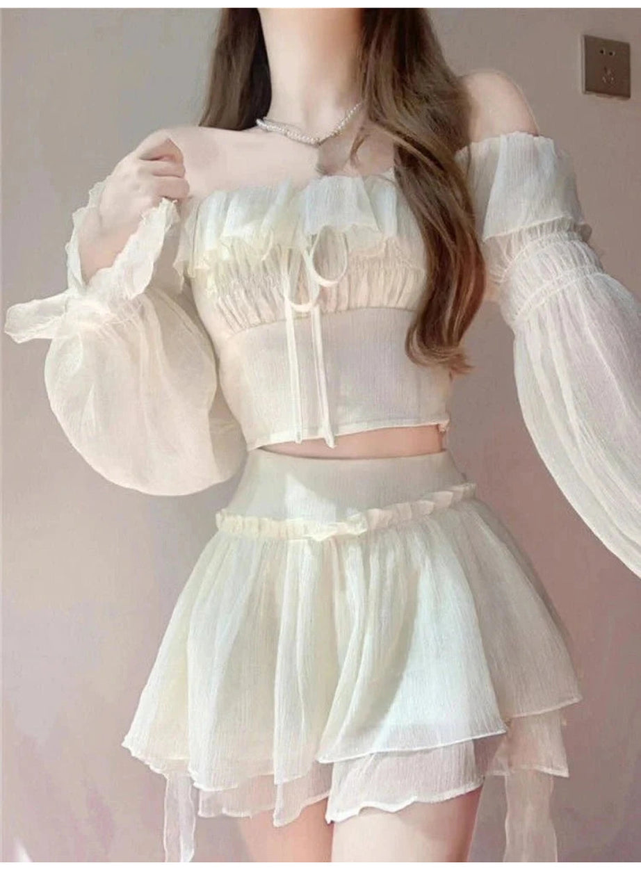 Y2k Elegant Summer Two-Piece Skirt Set