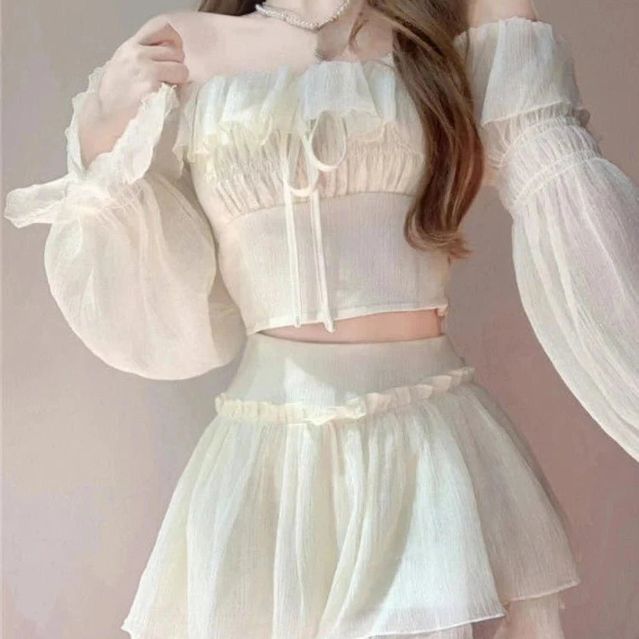 Y2k Elegant Summer Two-Piece Skirt Set