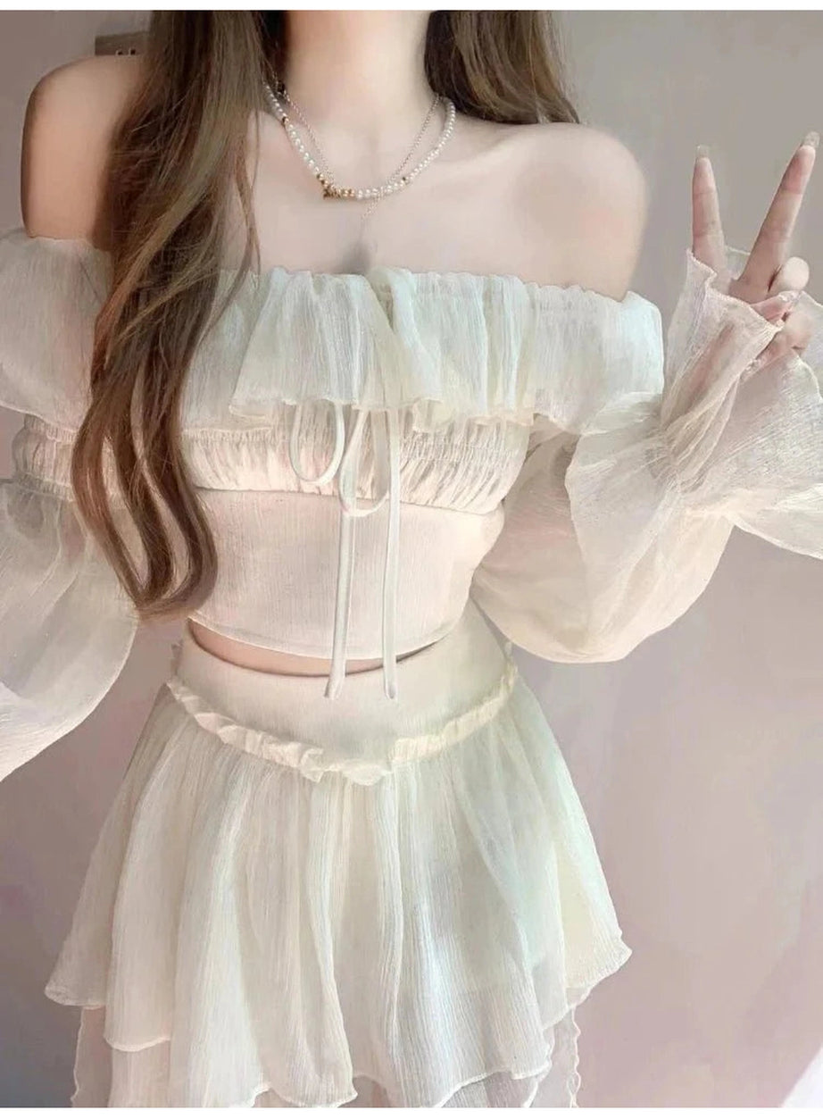 Y2k Elegant Summer Two-Piece Skirt Set