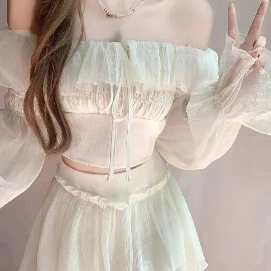 Y2k Elegant Summer Two-Piece Skirt Set