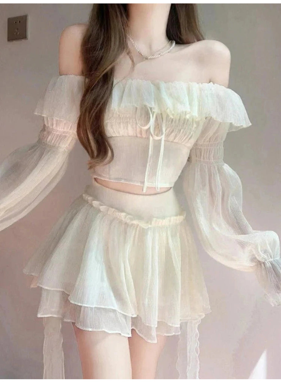 Y2k Elegant Summer Two-Piece Skirt Set