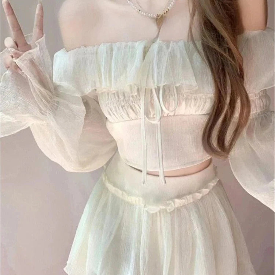 Y2k Elegant Summer Two-Piece Skirt Set