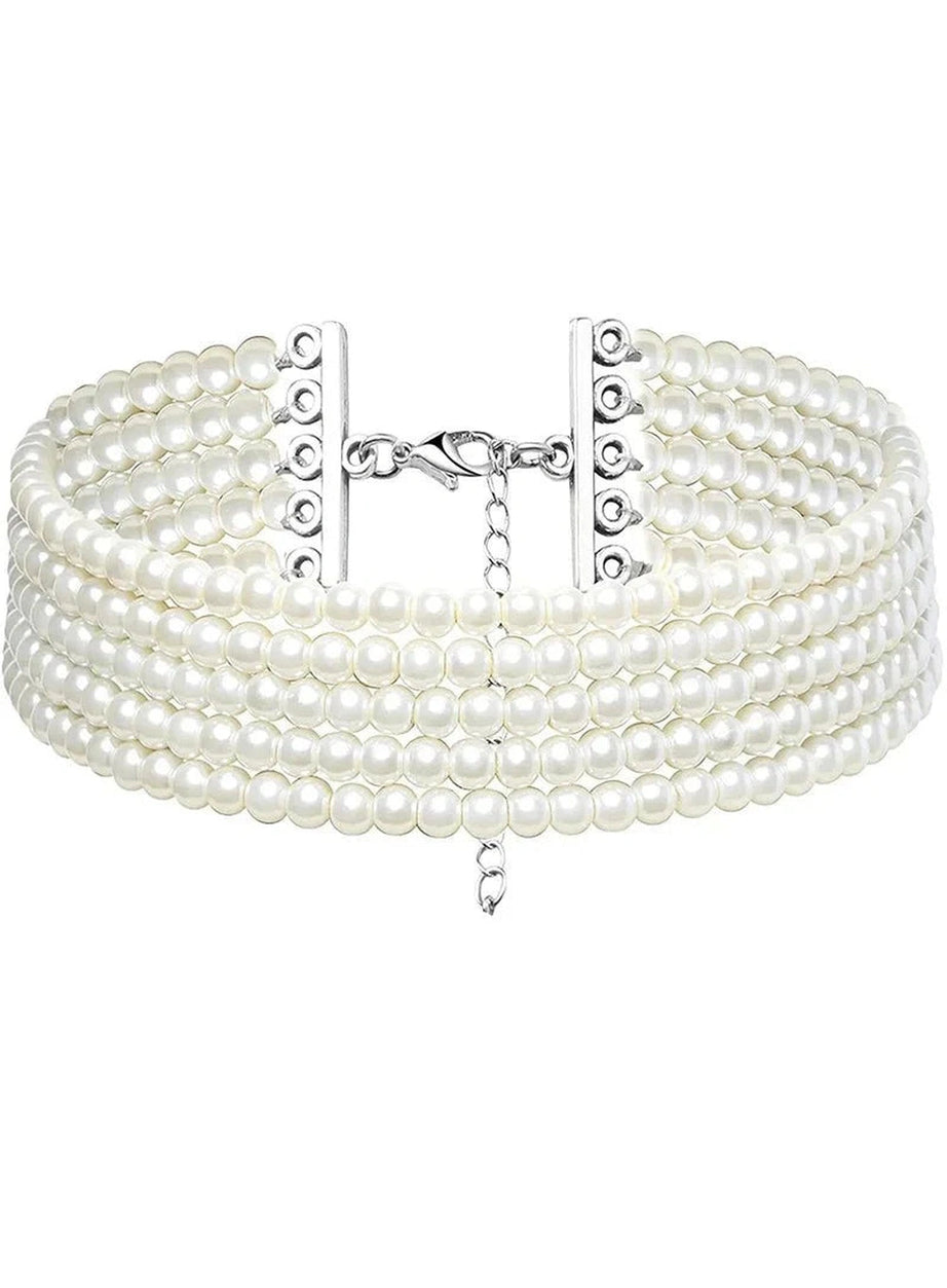 Y2k Elegant White Pearl Choker