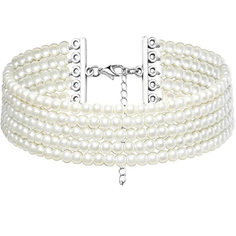 Elegant White Pearl Choker - Chokers