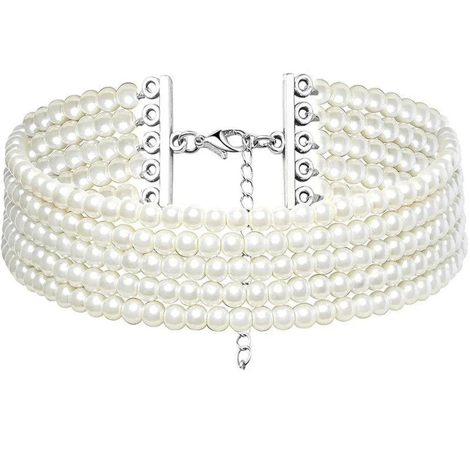 Y2k Elegant White Pearl Choker