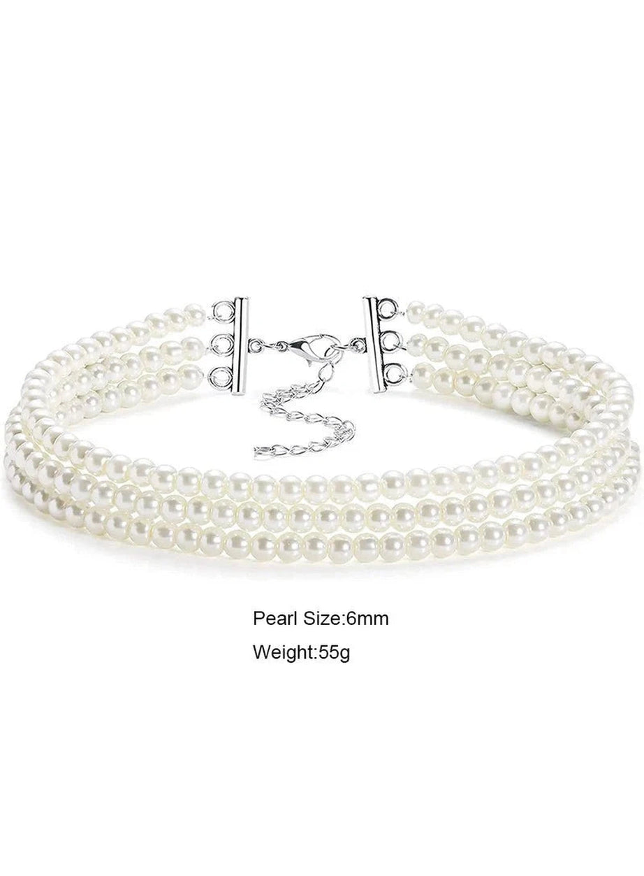 Y2k Elegant White Pearl Choker