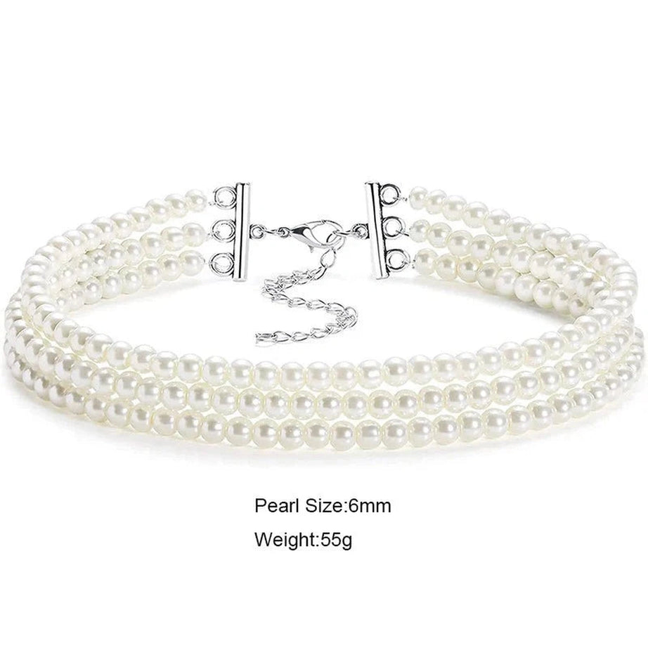 Y2k Elegant White Pearl Choker