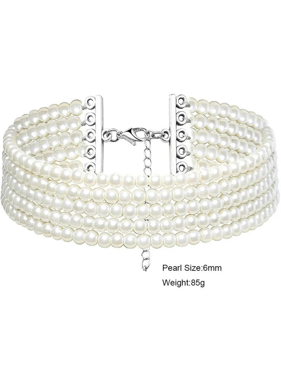 Y2k Elegant White Pearl Choker