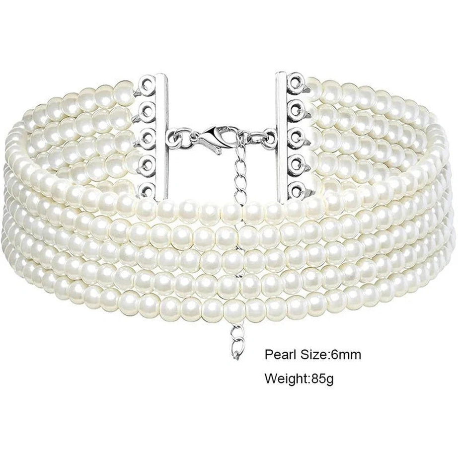 Y2k Elegant White Pearl Choker