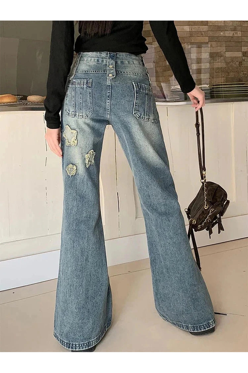Y2k Embroidery Star Bell Jeans