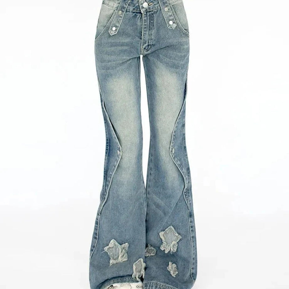 Y2k Embroidery Star Bell Jeans