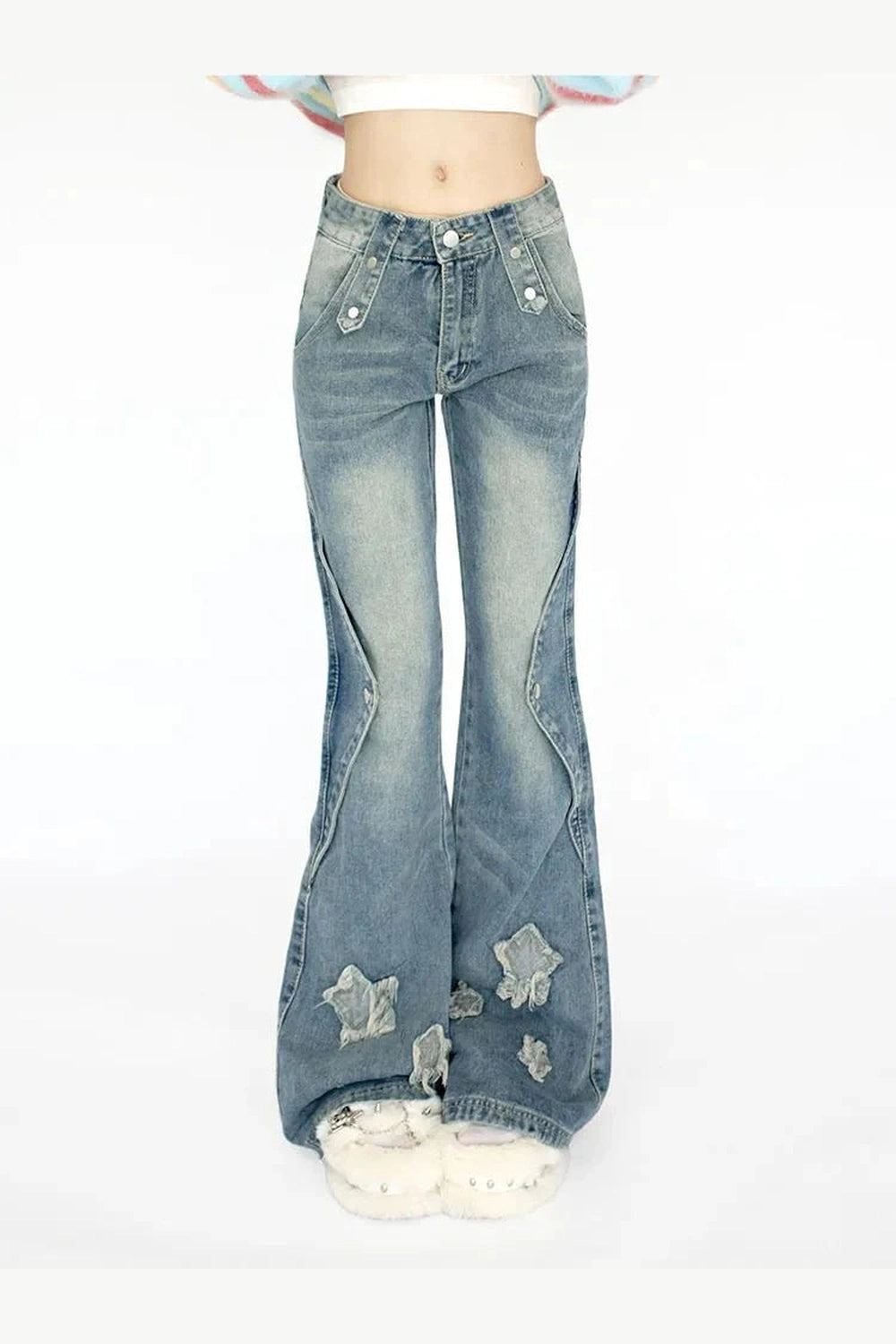 Y2k Embroidery Star Bell Jeans