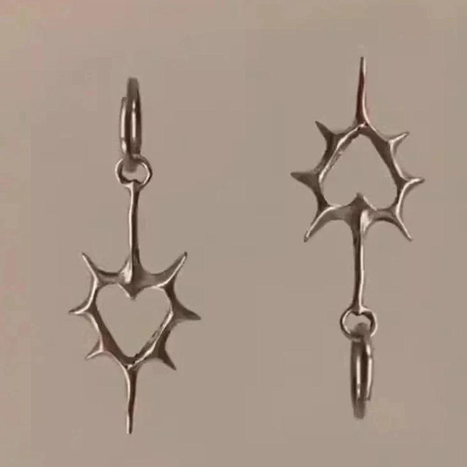 Y2k Enchanted Heart Silver Drop Earrings