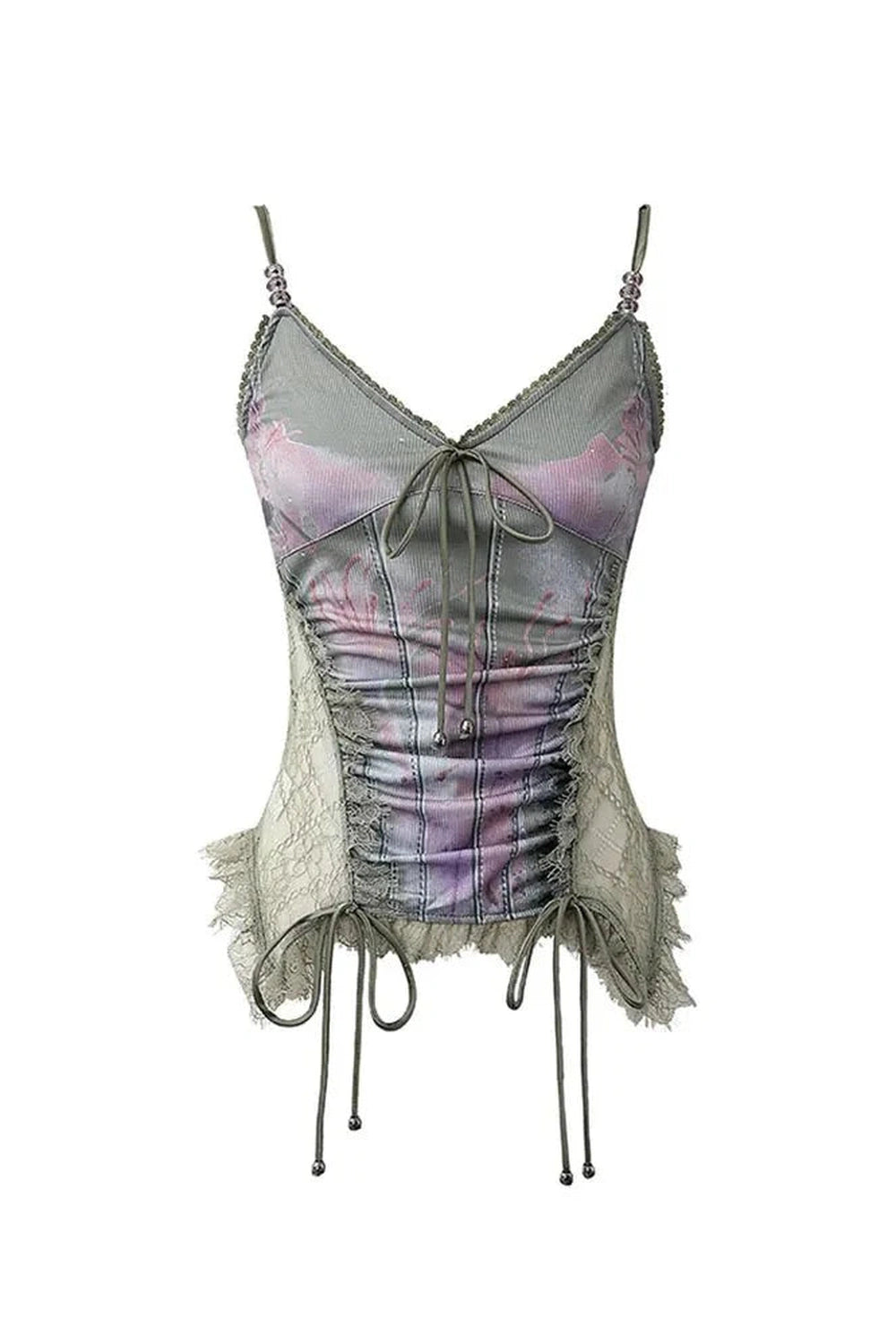 Y2k Ethereal Lace-Up Corset Top