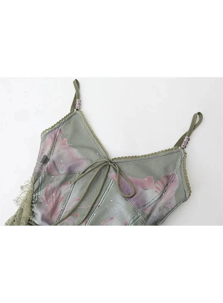 Y2k Ethereal Lace-Up Corset Top