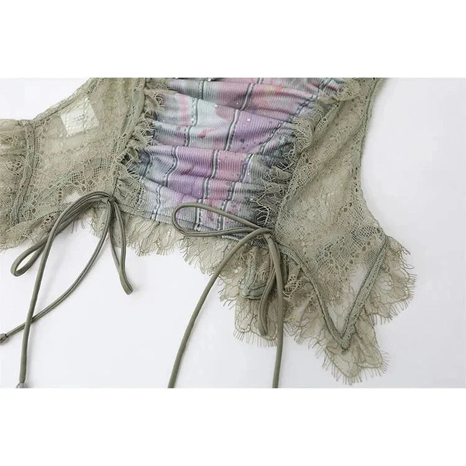 Y2k Ethereal Lace-Up Corset Top