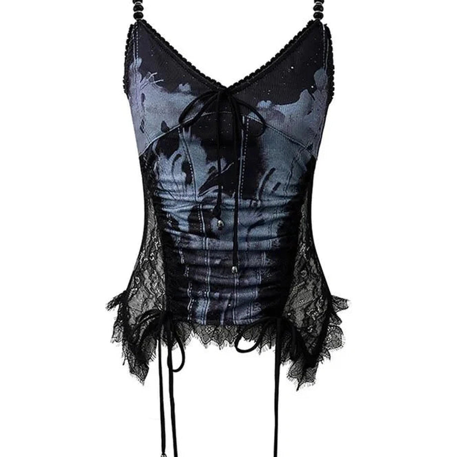 Y2k Ethereal Lace-Up Corset Top