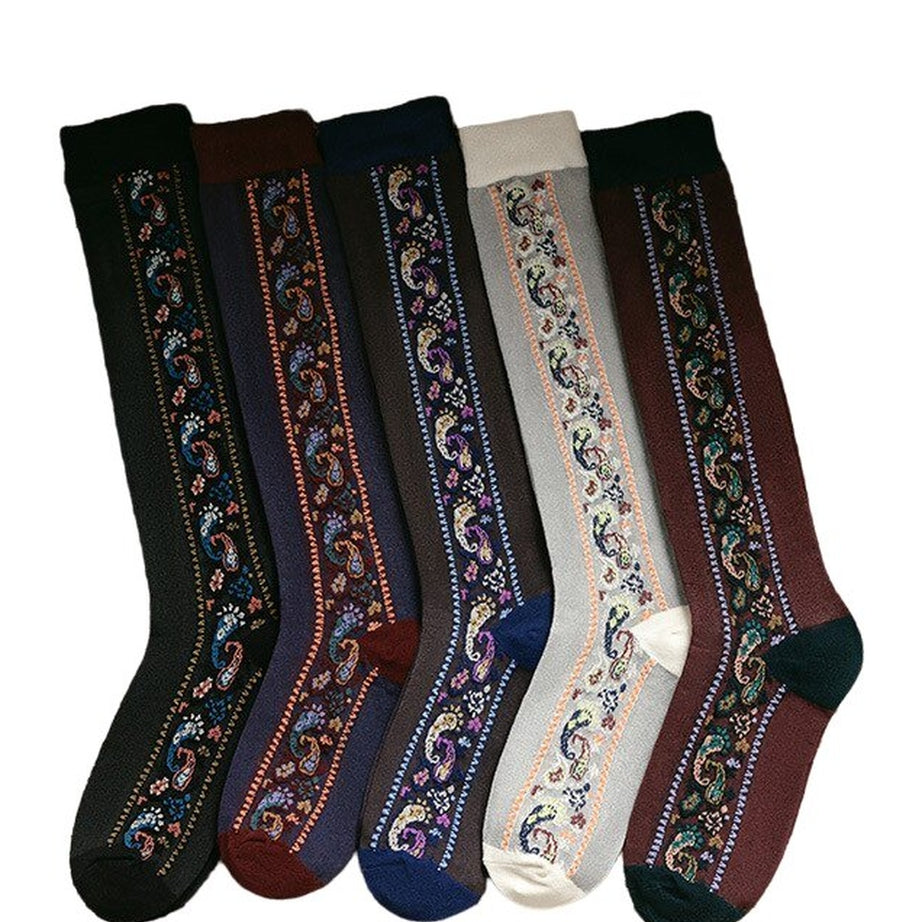 Y2k Ethnic Floral Long Socks