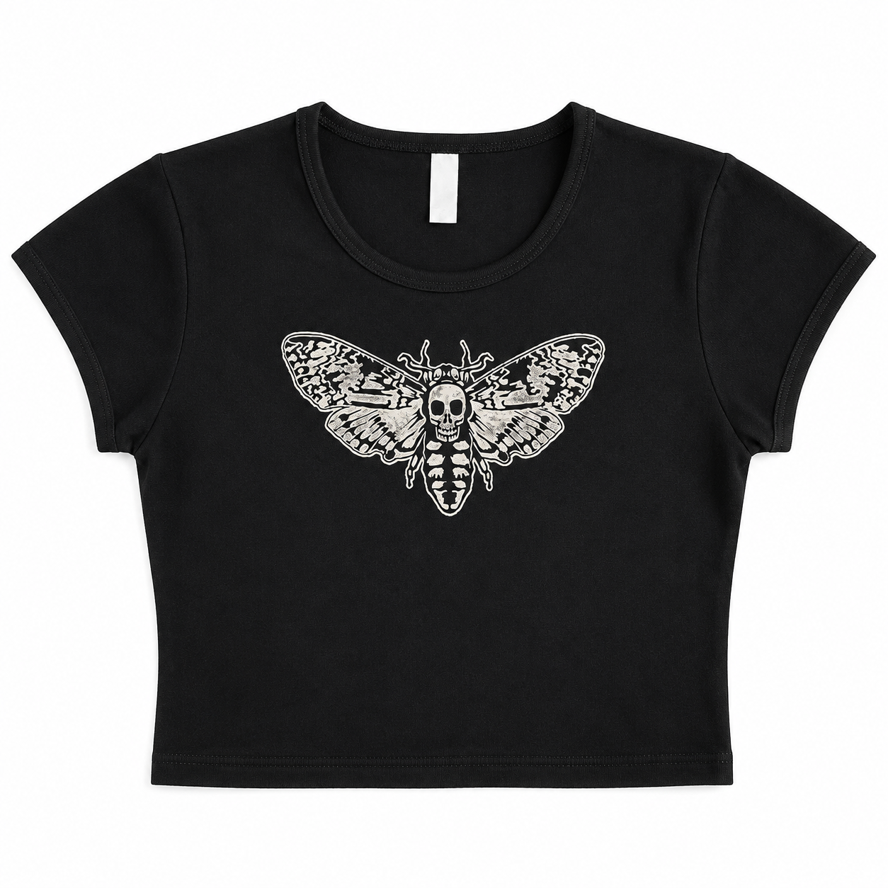 Goth Y2k Death's Head Moth Crop Top