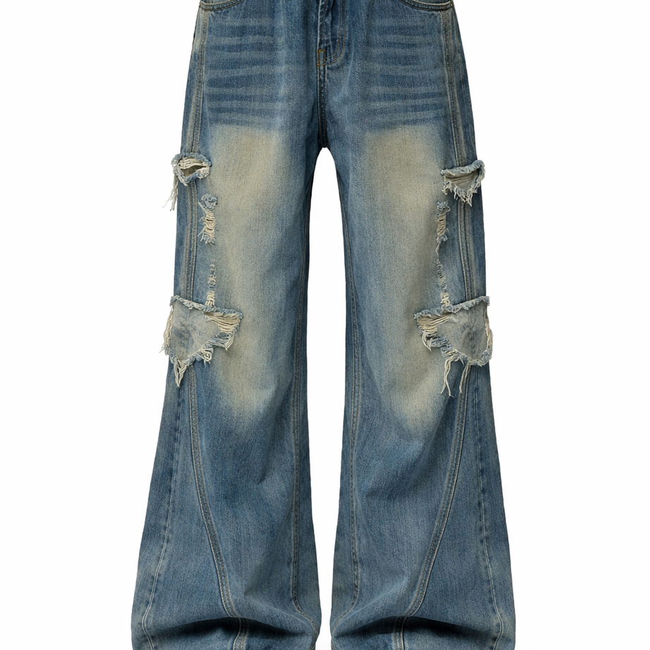 Baggy-Jeans mit Stern-Patch