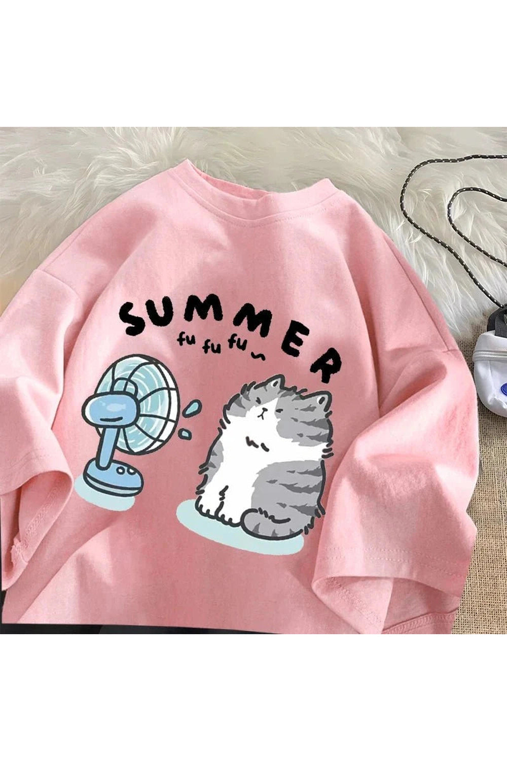 Y2k Fan Cat Graphic T-shirt